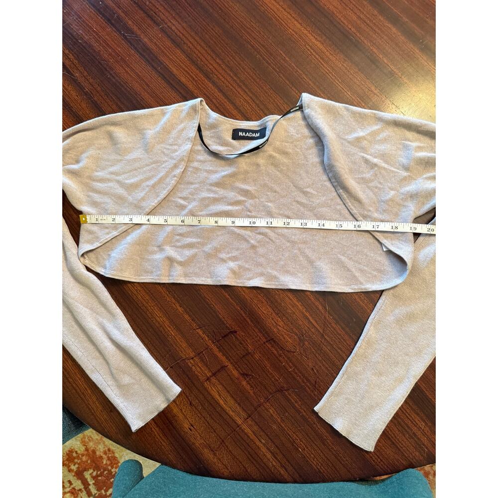 Nadaam Taupe Organic Cotton Cashmere Blend Bolero Cardigan Shrug One Size EUC - Picture 5 of 7